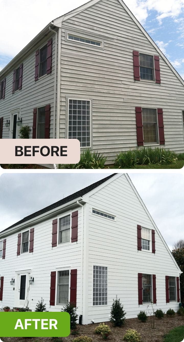 A home before and after its new siding