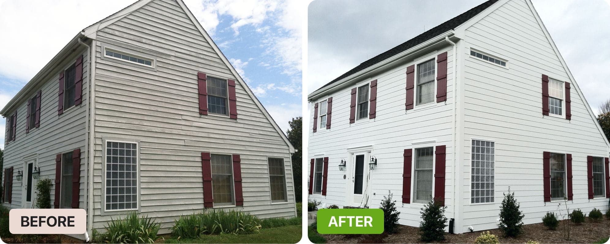 A home before and after its new siding