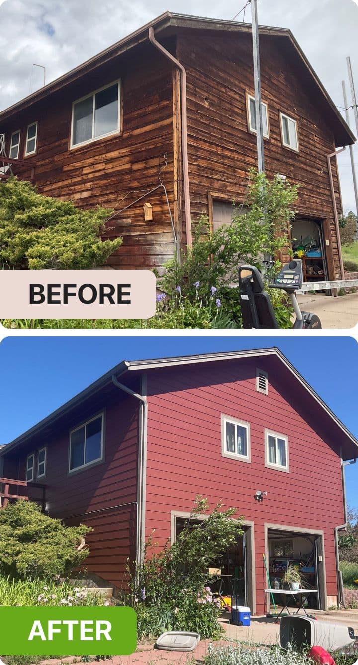 A home before and after its new siding