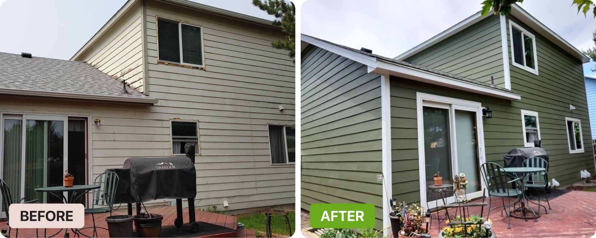 A home before and after its new siding