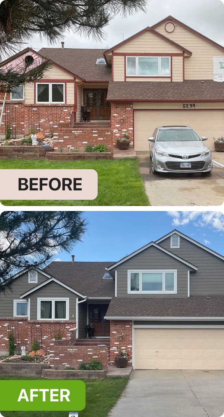 A home before and after its new siding