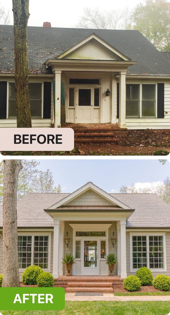 A home before and after its new siding